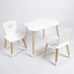 Комплект детский стол ОБЛАЧКО и два стула ЗВЕЗДА ROLTI Baby (белая столешница/белое сиденье/береза ножки) в Лесном - lesnoy.ok-mebel.com | фото 1