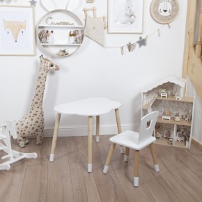 Комплект детский стол ОБЛАЧКО и стул КОРОНА ROLTI Baby (белая столешница/белое сиденье/береза ножки) в Лесном - lesnoy.ok-mebel.com | фото 2
