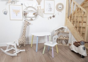 Комплект детский стол ОБЛАЧКО и стул КОРОНА ROLTI Baby (белая столешница/белое сиденье/цветные ножки) в Лесном - lesnoy.ok-mebel.com | фото 2