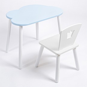 Комплект детский стол ОБЛАЧКО и стул КОРОНА ROLTI Baby (голубая  столешница/белое сиденье/белые ножки) в Лесном - lesnoy.ok-mebel.com | фото
