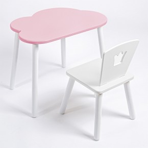 Комплект детский стол ОБЛАЧКО и стул КОРОНА ROLTI Baby (розовая столешница/белое сиденье/белые ножки) в Лесном - lesnoy.ok-mebel.com | фото