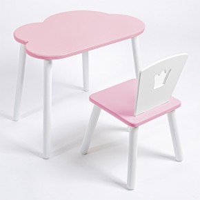 Комплект детский стол ОБЛАЧКО и стул КОРОНА ROLTI Baby (розовая столешница/розовое сиденье/белые ножки) в Лесном - lesnoy.ok-mebel.com | фото 1