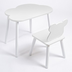 Комплект детский стол ОБЛАЧКО и стул МИШКА ROLTI Baby (белая столешница/белое сиденье/белые ножки) в Лесном - lesnoy.ok-mebel.com | фото 1