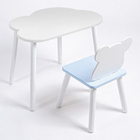 Комплект детский стол ОБЛАЧКО и стул МИШКА ROLTI Baby (белая столешница/голубое сиденье/белые ножки) в Лесном - lesnoy.ok-mebel.com | фото 1