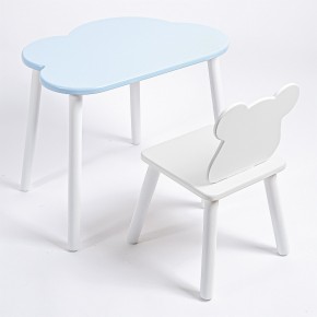 Комплект детский стол ОБЛАЧКО и стул МИШКА ROLTI Baby (голубая столешница/белое сиденье/белые ножки) в Лесном - lesnoy.ok-mebel.com | фото