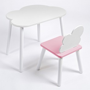 Комплект детский стол ОБЛАЧКО и стул ОБЛАЧКО ROLTI Baby (белая столешница/розовое сиденье/белые ножки) в Лесном - lesnoy.ok-mebel.com | фото 1
