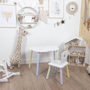 Комплект детский стол ОБЛАЧКО и стул ЗВЕЗДА ROLTI Baby (белая столешница/белое сиденье/цветные ножки) в Лесном - lesnoy.ok-mebel.com | фото 1