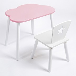 Комплект детский стол ОБЛАЧКО и стул ЗВЕЗДА ROLTI Baby (розовая столешница/белое сиденье/белые ножки) в Лесном - lesnoy.ok-mebel.com | фото