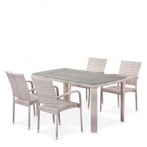 Комплект плетеной мебели T256C/Y376C-W85 Latte (4+1) + подушки на стульях в Лесном - lesnoy.ok-mebel.com | фото