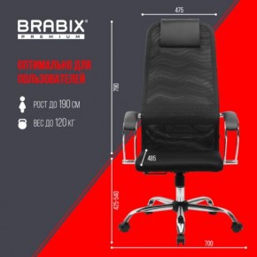 Кресло BRABIX PREMIUM "Ultimate EX-800" хром, плотная двойная сетка Х2, черное, 532911 в Лесном - lesnoy.ok-mebel.com | фото 6