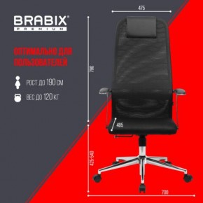 Кресло BRABIX PREMIUM "Ultimate EX-801" хром, плотная двойная сетка Х2, черное, 532917 в Лесном - lesnoy.ok-mebel.com | фото 7