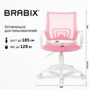 Кресло BRABIX "Fly MG-396W", с подлокотниками, пластик белый, сетка, розовое, 533008 в Лесном - lesnoy.ok-mebel.com | фото 5