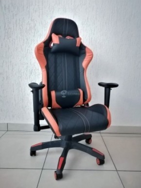 Кресло геймерское Barneo K-52 (черная экокожа оранжевые вставки) в Лесном - lesnoy.ok-mebel.com | фото