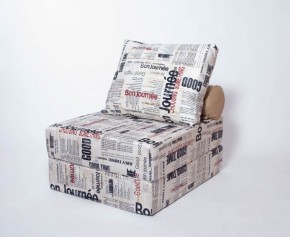 Кресло-кровать-пуф бескаркасное Прайм (Газета) в Лесном - lesnoy.ok-mebel.com | фото