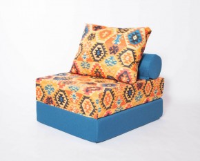Кресло-кровать-пуф бескаркасное Прайм (мехико желтый-морская волна) в Лесном - lesnoy.ok-mebel.com | фото