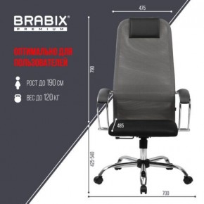 Кресло офисное BRABIX PREMIUM "Ultimate EX-800" хром, плотная двойная сетка Х2, черное/серое, 532912 в Лесном - lesnoy.ok-mebel.com | фото 3