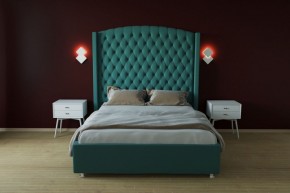 Кровать Берлин ЛЮКС с ПМ 2000 (велюр бирюзовый) в Лесном - lesnoy.ok-mebel.com | фото 2