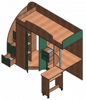 Кровать-чердак "Теремок-1 Гранд"  Дуб молочный/Венге в Лесном - lesnoy.ok-mebel.com | фото 3