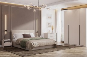 Кровать двойная №4 с основанием (Бежевый) в Лесном - lesnoy.ok-mebel.com | фото 3