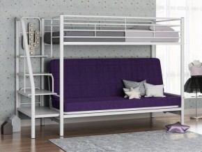 Кровать двухъярусная с диваном "Мадлен-3" (Белый/Фиолетовы) в Лесном - lesnoy.ok-mebel.com | фото