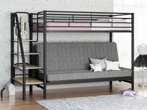 Кровать двухъярусная с диваном "Мадлен-3" (Черный/Серый) в Лесном - lesnoy.ok-mebel.com | фото 1