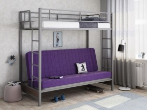 Кровать двухъярусная с диваном "Мадлен" (Серый/Фиолетовый) в Лесном - lesnoy.ok-mebel.com | фото