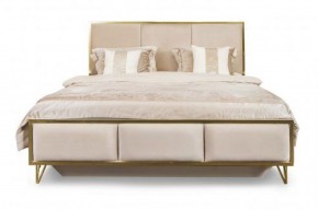 Кровать Lara 1600 с мягким изголовьем + основание (белый глянец) в Лесном - lesnoy.ok-mebel.com | фото 1