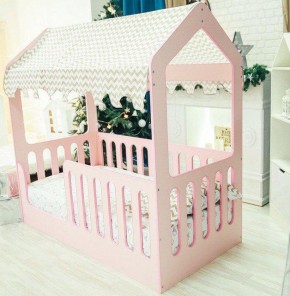 Кровать-домик без ящика 800*1600 (Розовый) в Лесном - lesnoy.ok-mebel.com | фото 1