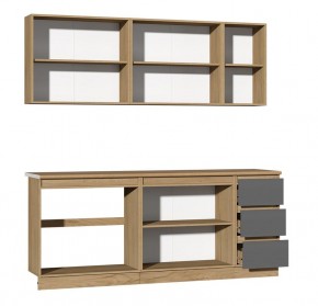 Кухня Хилтон 2.0 м (Дуб Крафт Золотой/Графит/Дуб Вотан) в Лесном - lesnoy.ok-mebel.com | фото 2