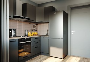 Кухня угловая Антрацит 2200х1000 (Стол. 38мм) в Лесном - lesnoy.ok-mebel.com | фото