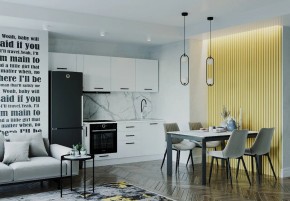 Кухонный гарнитур Белый Глянец 2550 (Стол. 26мм) в Лесном - lesnoy.ok-mebel.com | фото