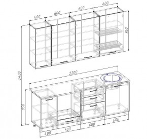 Кухонный гарнитур Крафт 2200 h950 (Стол. 38мм) в Лесном - lesnoy.ok-mebel.com | фото 2