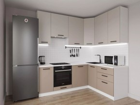 Кухонный гарнитур угловой Каппучино 2200*1600 h 950 (Стол. 26мм) в Лесном - lesnoy.ok-mebel.com | фото