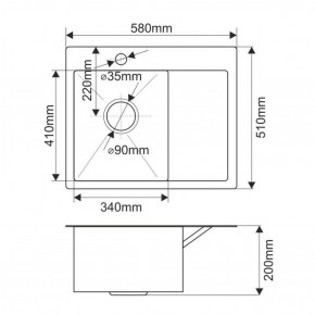 Мойка HD5851L MELANA ProfLine 3,0/200 САТИН врезная прямоугольная с коландером HD5851L в Лесном - lesnoy.ok-mebel.com | фото 2