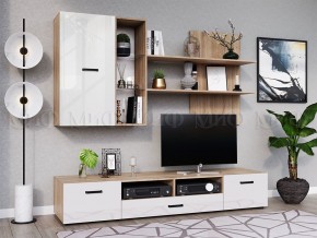 Нэнси New Тумба ТВ ЛДСП (2дв.+1ящ.) Белый глянец/Сонома в Лесном - lesnoy.ok-mebel.com | фото 3