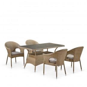 Обеденный комплект плетеной мебели T198B/Y79B-W56 Light Brown (4+1) в Лесном - lesnoy.ok-mebel.com | фото