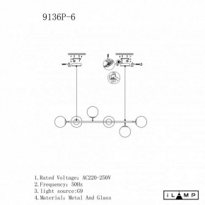 Подвесная люстра iLamp Golden 9136P/6 BK-WH в Лесном - lesnoy.ok-mebel.com | фото 3