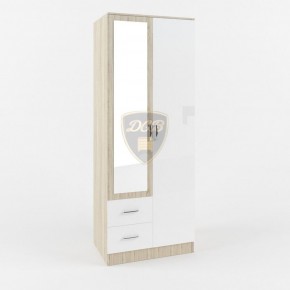 Шкаф 2-х створчатый с зеркалом Софи СШК 800.3 (дуб сонома/белый глянец) в Лесном - lesnoy.ok-mebel.com | фото 1