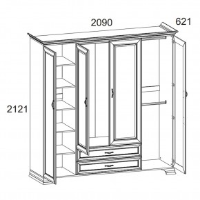 Шкаф 4D2S Z, TIFFANY, цвет вудлайн кремовый в Лесном - lesnoy.ok-mebel.com | фото