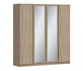 Шкаф 4х дверный с зеркалами Веста СБ-3082 (Дуб Сонома) в Лесном - lesnoy.ok-mebel.com | фото