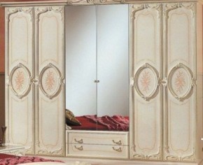 Шкаф 6-и дверный с зеркалами (01.146) Роза (беж) в Лесном - lesnoy.ok-mebel.com | фото