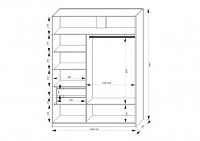 Шкаф-купе 1500 серии NEW CLASSIC K2+K2+B2+PL2(2 ящика+1 штанга+1 полка) профиль «Капучино» в Лесном - lesnoy.ok-mebel.com | фото 3