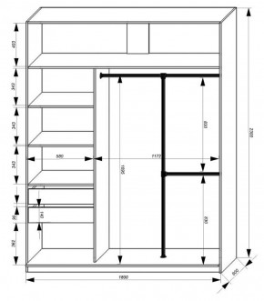 Шкаф-купе 1800 серии SOFT D8+D2+B2+PL4 (2 ящика+F обр.штанга) профиль «Графит» в Лесном - lesnoy.ok-mebel.com | фото 3