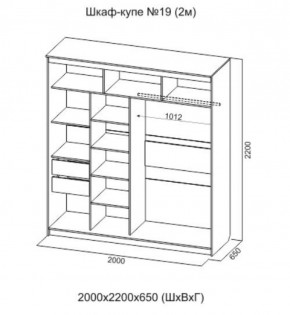 Шкаф-купе №19 Серия 3 Квадро (2000) Ясень Анкор светлый в Лесном - lesnoy.ok-mebel.com | фото 4