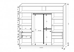 Шкаф-купе 2150 серии NEW CLASSIC K4+K4+K4+B22+PL4(по 2 ящика лев/прав+F обр.штанга) профиль «Капучино» в Лесном - lesnoy.ok-mebel.com | фото 3