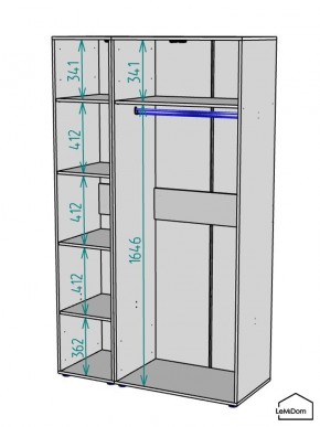 Шкаф Linnea MHR-3PO-1 2050х1200х510 (Белый-М 11.1.2) в Лесном - lesnoy.ok-mebel.com | фото 3
