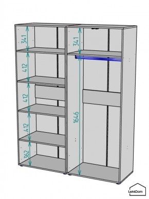 Шкаф Linnea MHR-4-1 2050х1600х510 (Графит-М 11.1.25) в Лесном - lesnoy.ok-mebel.com | фото 3