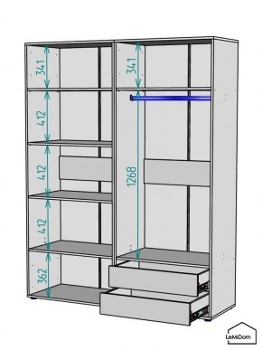 Шкаф Linnea MHR-4PO-2 2050х1600х510 (Белый-М 11.1.1) в Лесном - lesnoy.ok-mebel.com | фото 3