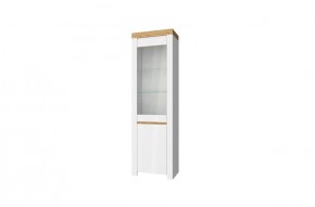 Шкаф с витриной  1V1D, TAURUS, цвет белый/дуб вотан в Лесном - lesnoy.ok-mebel.com | фото 1
