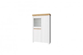 Шкаф с витриной 1V2D, TAURUS, цвет белый/дуб вотан в Лесном - lesnoy.ok-mebel.com | фото